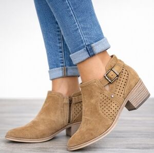Vince Camuto Perforated Heeled Ankle Boots